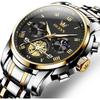 OLEVS Men's Stylish Chronograph Watch Business Analog Waterproof Quartz Gold/Black