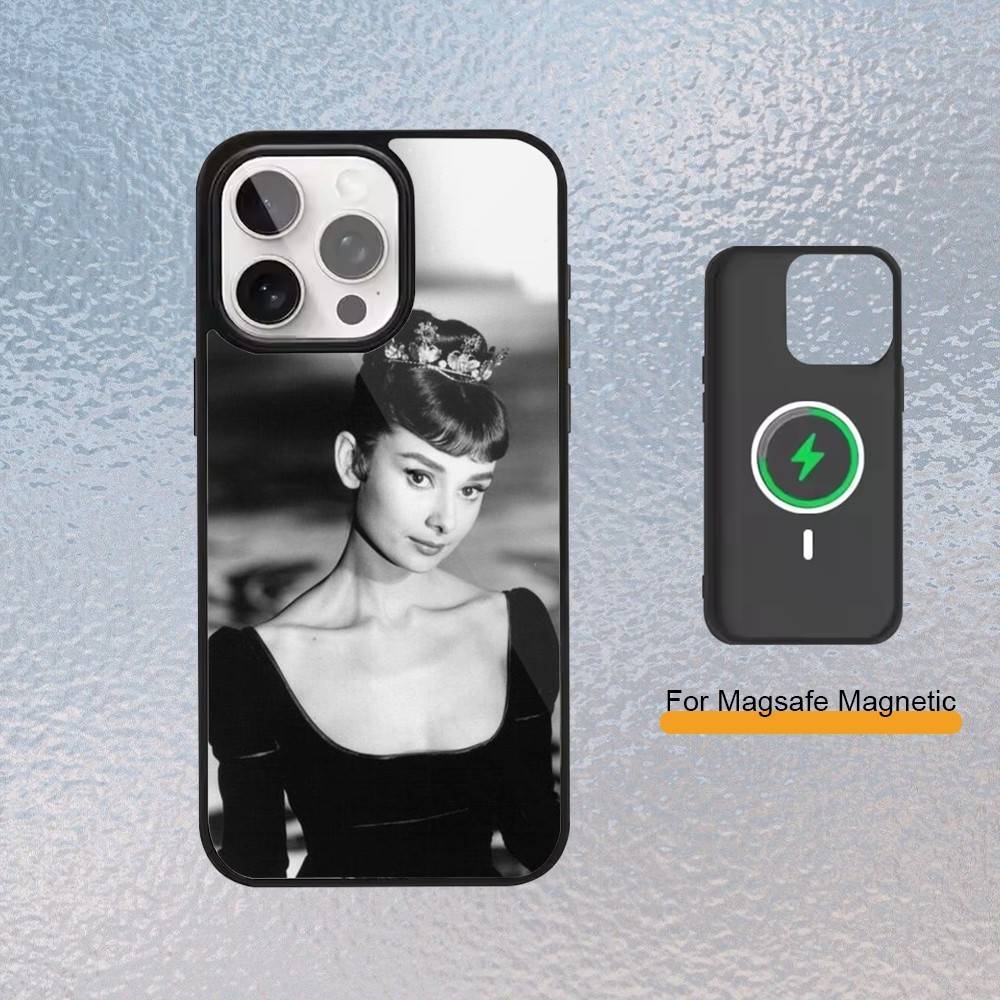 Audrey H-Hepburn Super Actor Phone Case For iPhone Magsafe Magnetic 17,16,15,14,13,12,11 Wireless Charging cover