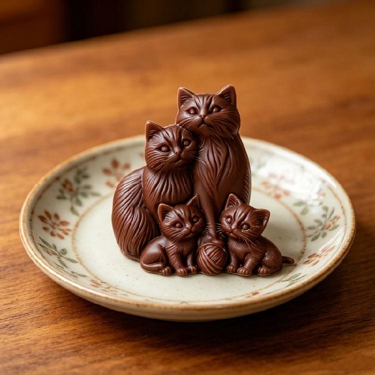 Cats Family of Four Silicone Molds Temperature Resistant Animal Candle Silicone Mould for Epoxy Resin Candle Soap Making