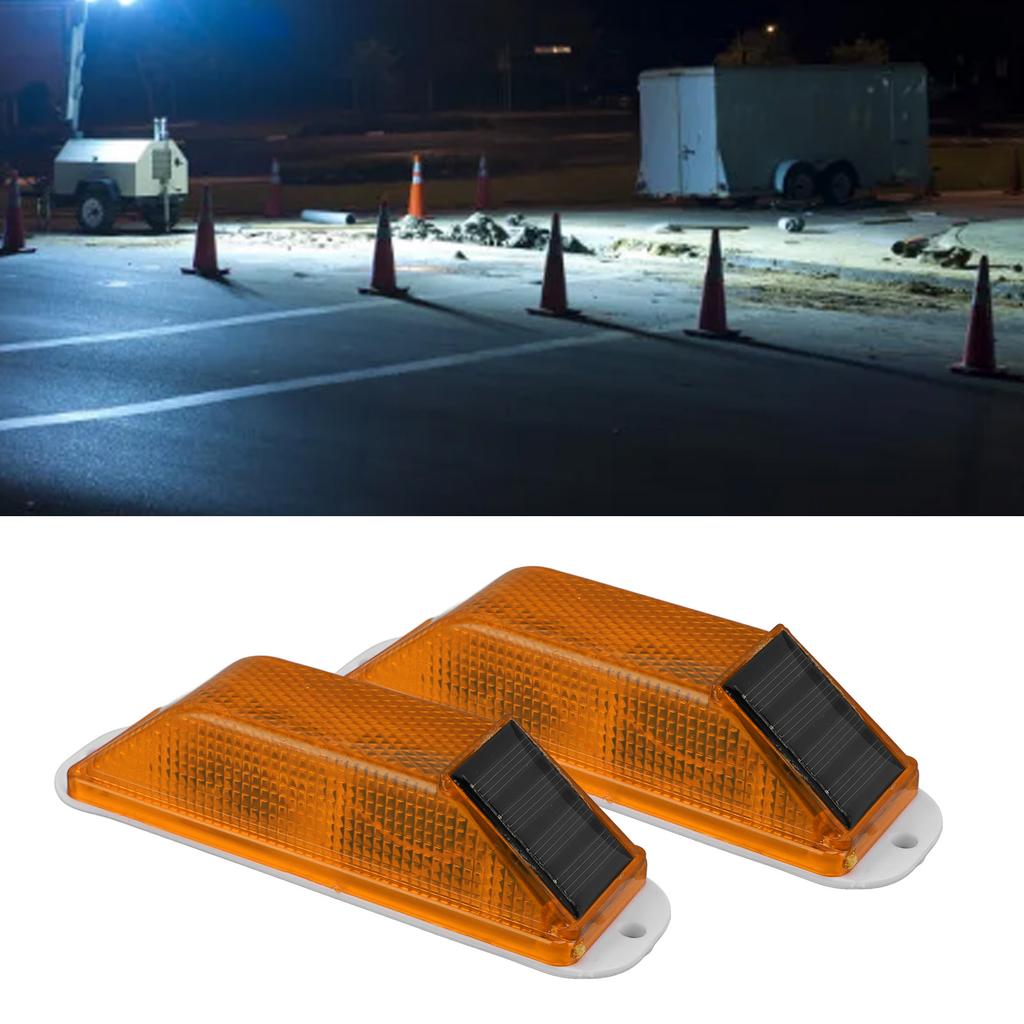 2pcs Solar Strobe Warning Light LED Warning Lamp High Bright Waterproof Light Control Flashing Bcon Barricade Construction Traffic Light