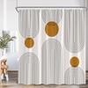 Nordic Minimalist Art Line Leaf Theme Shower Curtain, Bathroom Decorative Curtain, Printed Polyester Home Curtain With Hooks