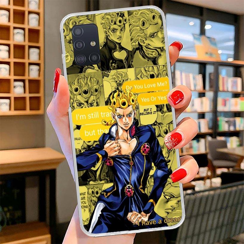 JoJo Bizarre Adventure Anime Cover Phone Case For Samsung Galaxy A12 A22 A32 A52 A72 A02S Phone Case Note 20 Ultra 10 S10 Plus A