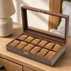 Watch Storage Box Large Capacity 12-Slot Wood-Grain Finish for Dresser