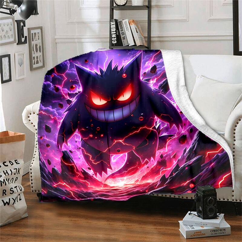 1pc Blanket Pokémon Characters Print Design, Lightweight Blanket for Sofa, Bed- Soft &Warm, Gift for All Seasons Like Christmas, Halloween