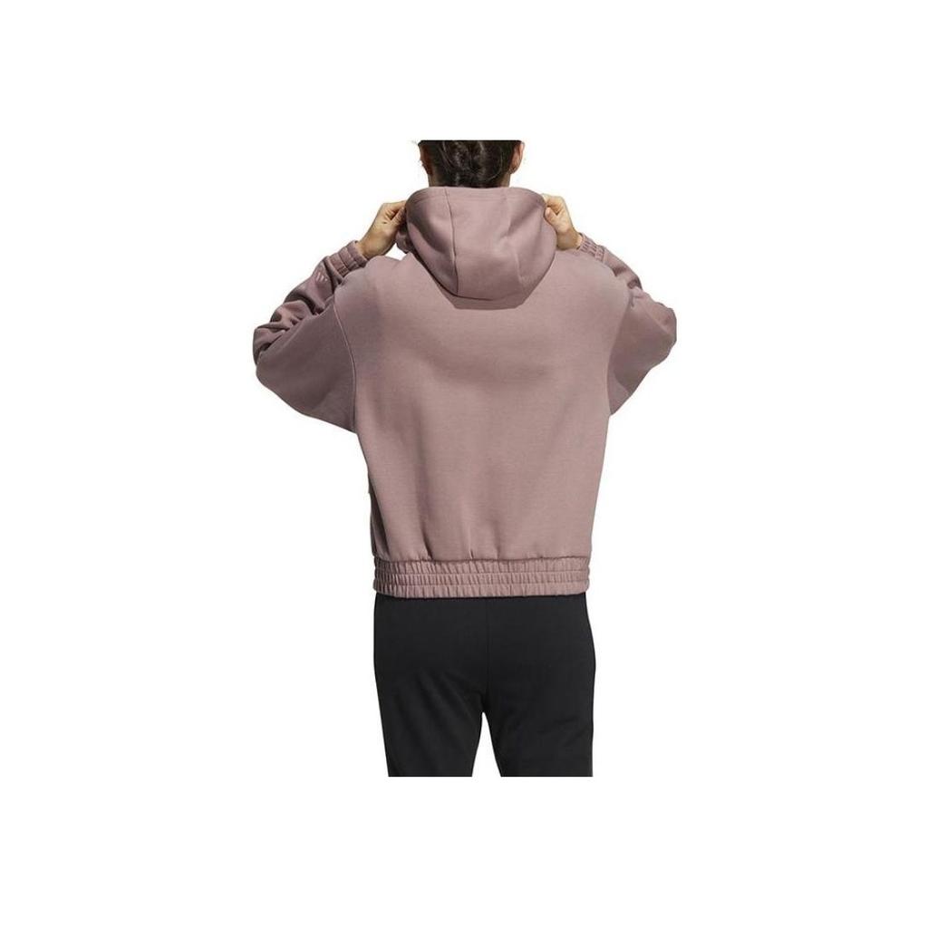 Adidas Solid Color Cuff Logo Embroidered Zip Hoodie Women Tops Light-Purple HZ7034