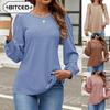 Women's Fashion Casual Solid Color Print Long Sleeve O-Neck Blouses & Shirts