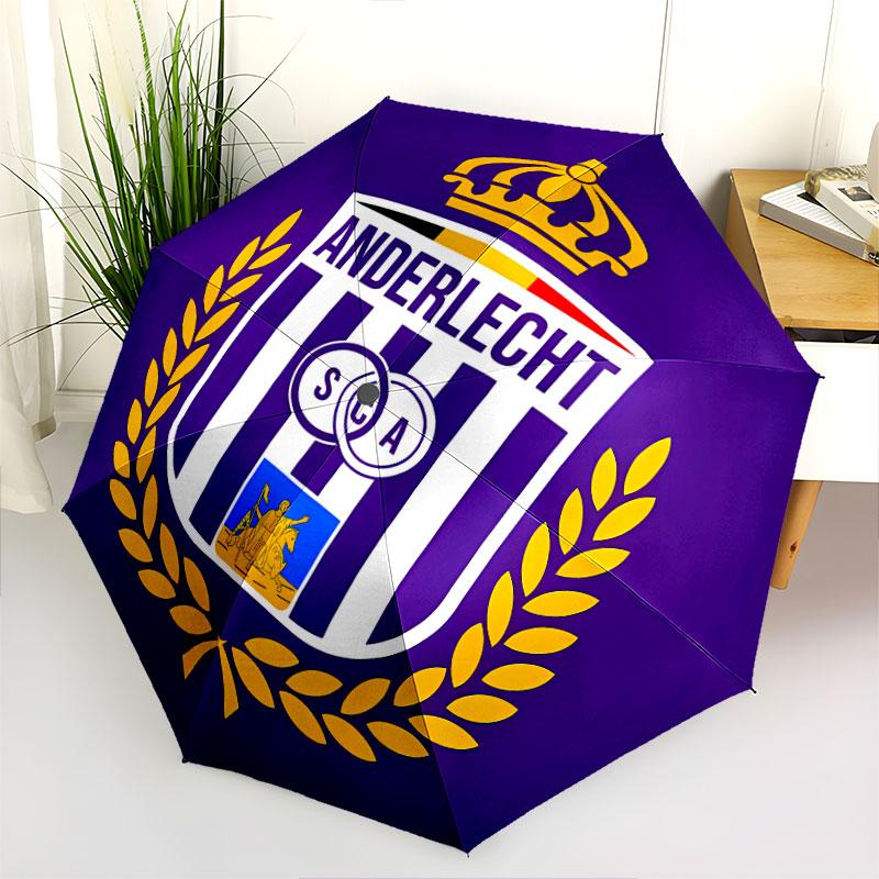 1 PC Automatic Folding Umbrella - Royal Sporting Club Anderlecht Pattern, Portable & Foldable Design with 8 Ribs, Christmas Birthday Gifts