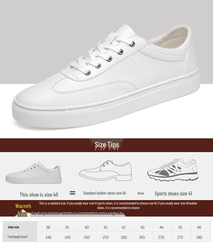 Men's White Leather Canvas Shoes - Plus Size, Breathable, Extra Wide & Trendy