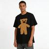 Cute Plush Bear Print Casual T-shirt Unisex Loose Comfortable Daily Versatile Crewneck Top Pure cotton T-shirt