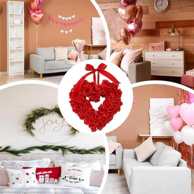 Gut-Blumengirlande Hängende Valentinstagsdekoration 40Cm Schöne Rote Blumengirlande Mit Schleifendekoration Für Eingang
