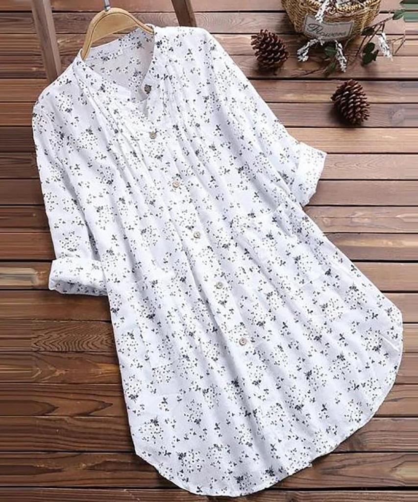 Signifie Tunic Shirt Shirt Suitable for Women in Their 40s and and Size 2XL Women's Dress, Top, Blouse, Dress, Feminine, 3/4 Length, 50s, Spring,