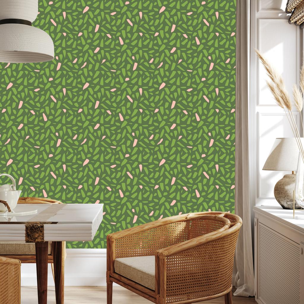 Lime and Olive Leaves Wallpaper for Living Room and Bedroom 50x1000
