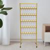 5-Tier Gold Steel Champagne Wine Glass Holder, Rotatable Swivel Casters Stable Flutes Display Stand, Party Glass Storage Rack