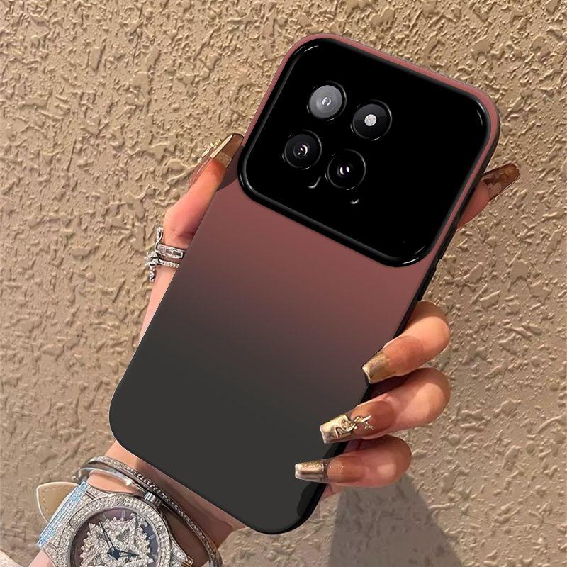 Mi 14 Mobile Phone Case 14pro Personality Red and Black Gradual Change Contrast Color 14Ultra Large Window Anti-drop Silicone Protective Case