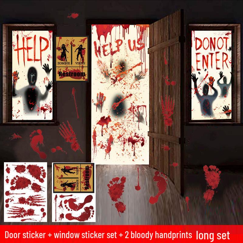 Halloween Blood Handprint & Bat Wall Stickers