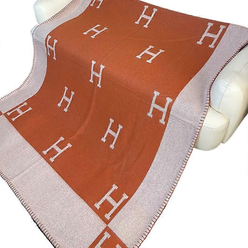 High-End Leichter Luxus Klassisch H Hausbuchstabe Wolldecke Büro Nickerchen Klimaanlage Sofa Decke Handgemachte Decke Winter