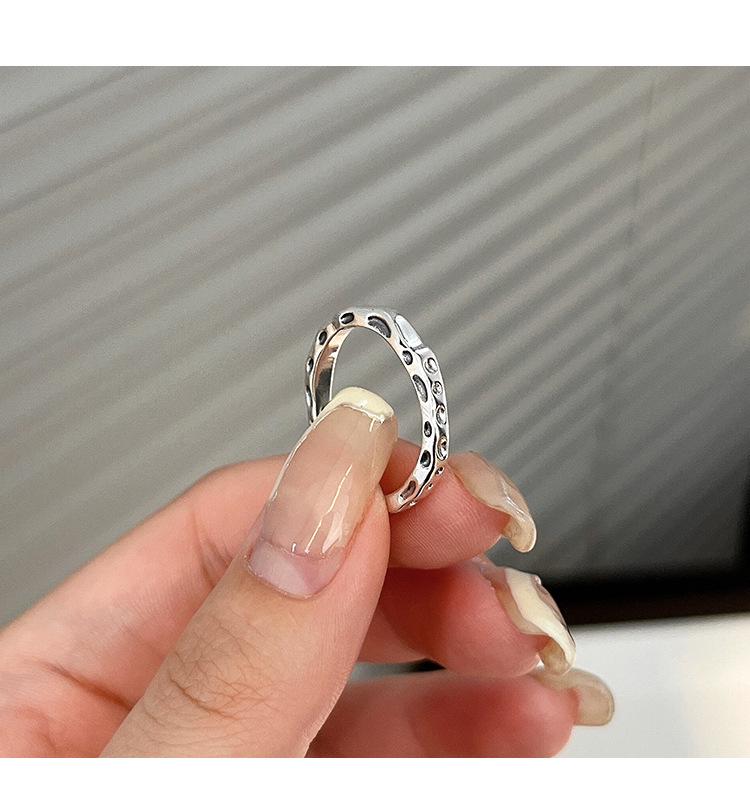 Yinruitai S925 Sterling Silver Textured Open Ring for Women - Vintage 2022 Design