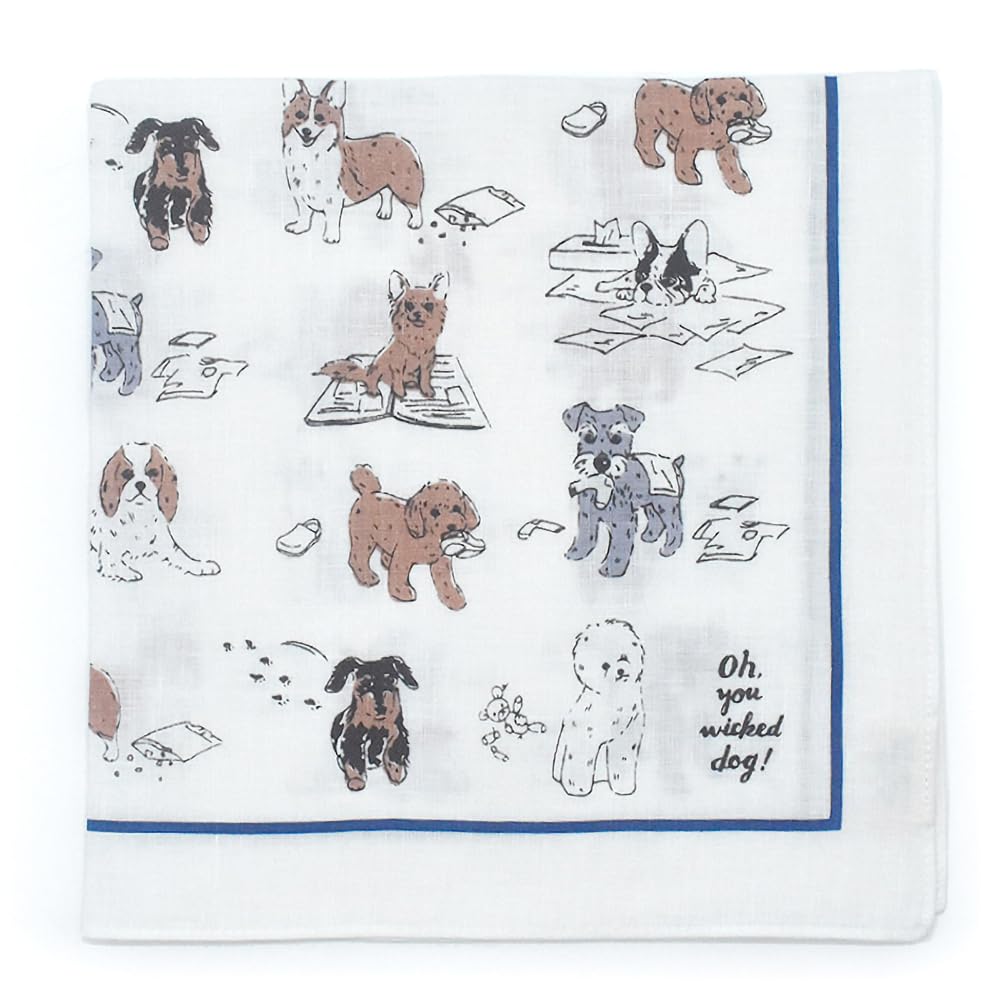 

la Series Dog and Cat Made in furoshiki lunch box 44cm large Gift wrapping (Linen vie) Wicked Pattern Japan, 100% Linen. Handkerchief, scarf,