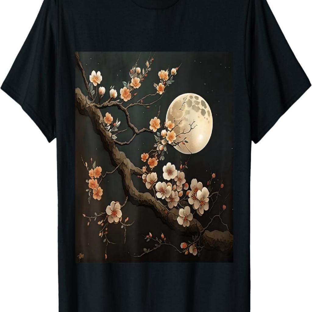 Ethereal Garden of Nighttime Cherry Blossoms T-Shirt