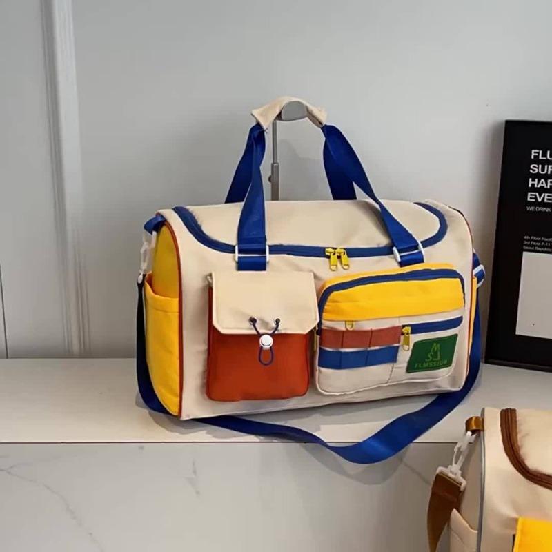Colorful Contrast Crossbody Sports Duffel Bag - Stylish Polyester Travel Tote for Gym, Short Trips & Weekend Outings