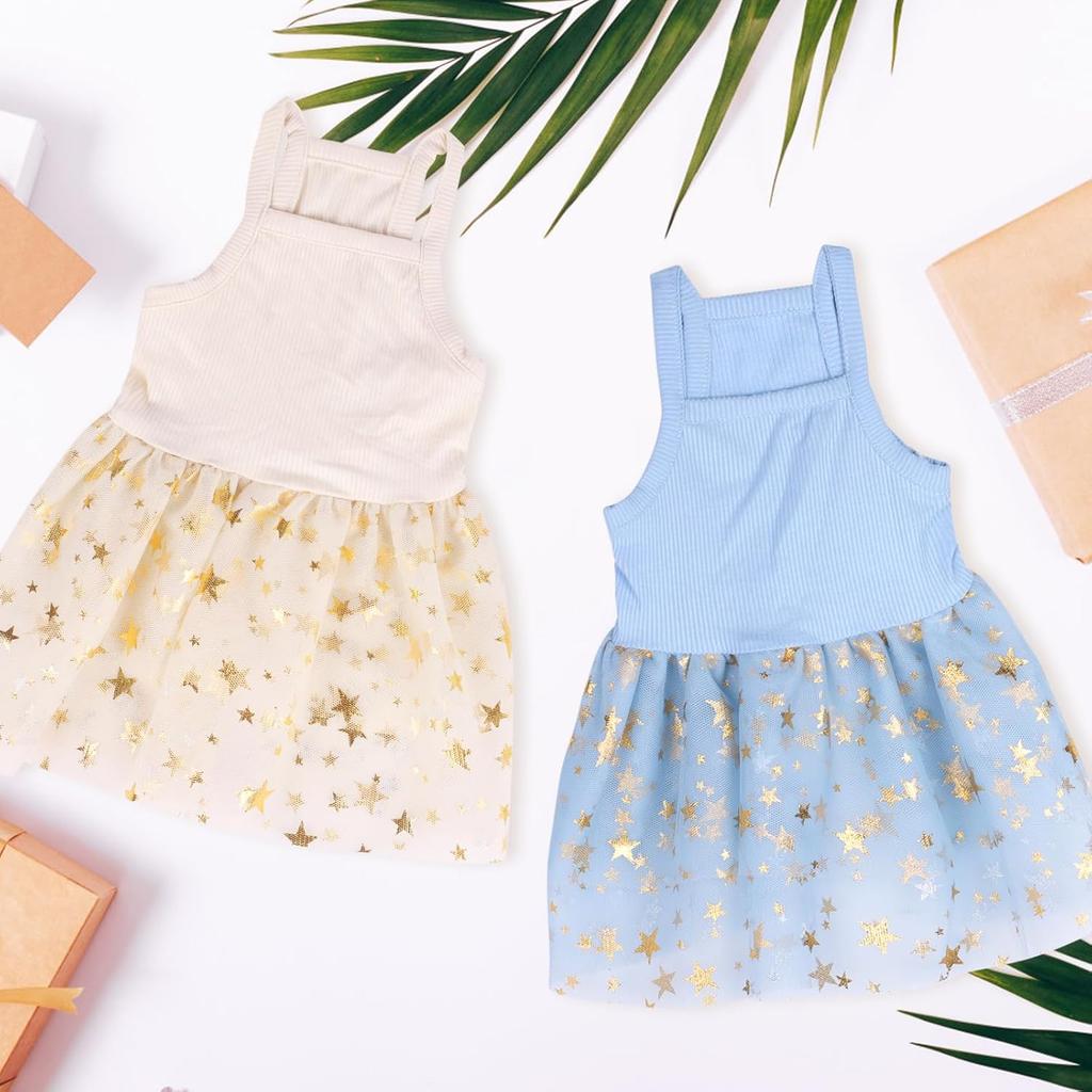 Dog Tutu Dress Cat Dogs Summer Tulle Slip Lace Dress Cute Puppy Glitter Star Skirt Pet Party Clothes for Small Medium Cat Dog (Blue, Medium)