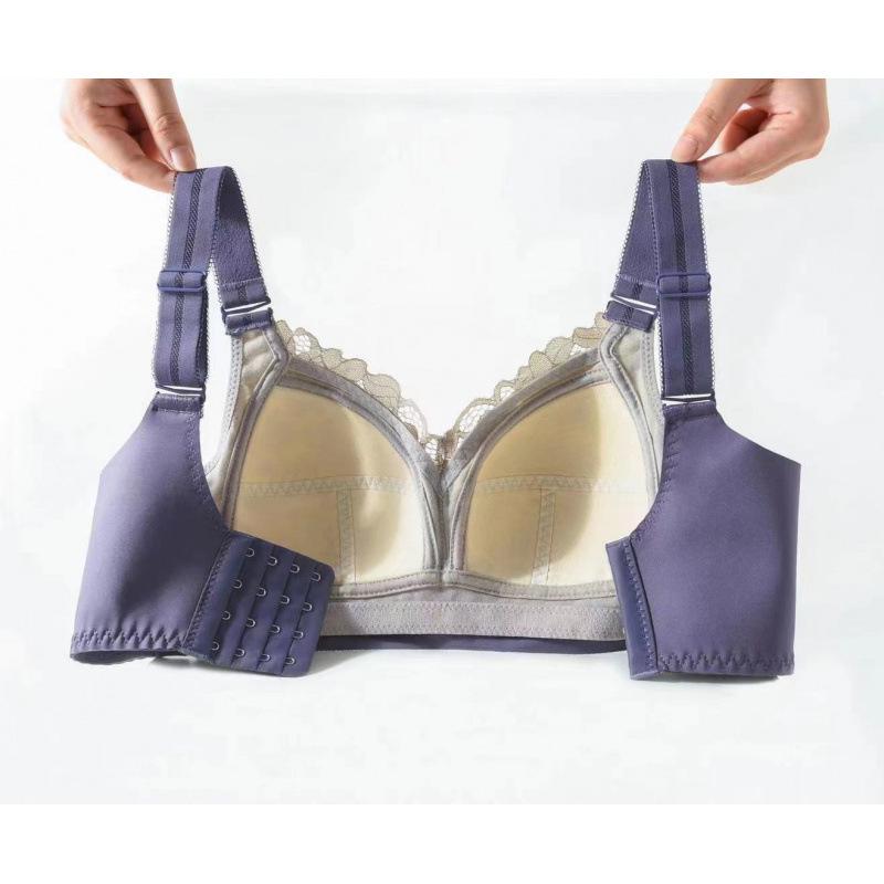 Women's Lace Full-Cup Wirefree Bra – Supportive, Breathable, Anti-Sag, Plus Size, Beautiful Back Design