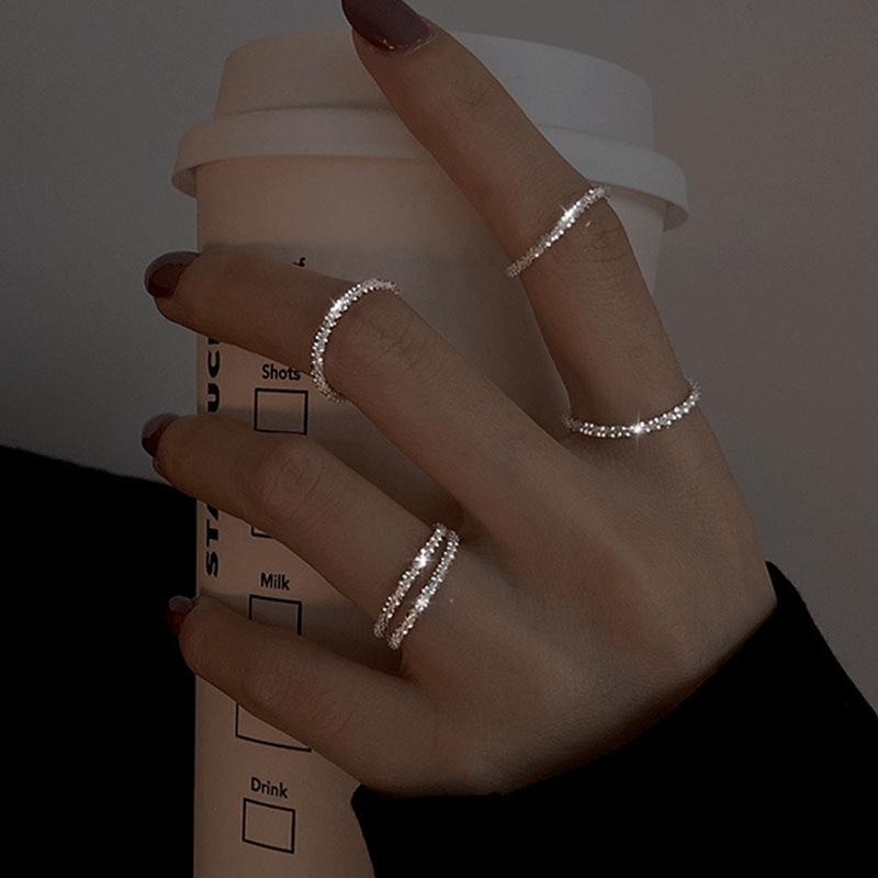 

White Moonlight /Gun Black Metal Moonstone Rings for Women Gothic Style Open Mouth Adjustable Couple Rings Party Punk Zircon
