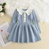 Winter Girls Knitting Wool Long Sleeve Dress Autumn Girls Baby Ruffle Knitted Princess Sweater Dress Casual Clothes