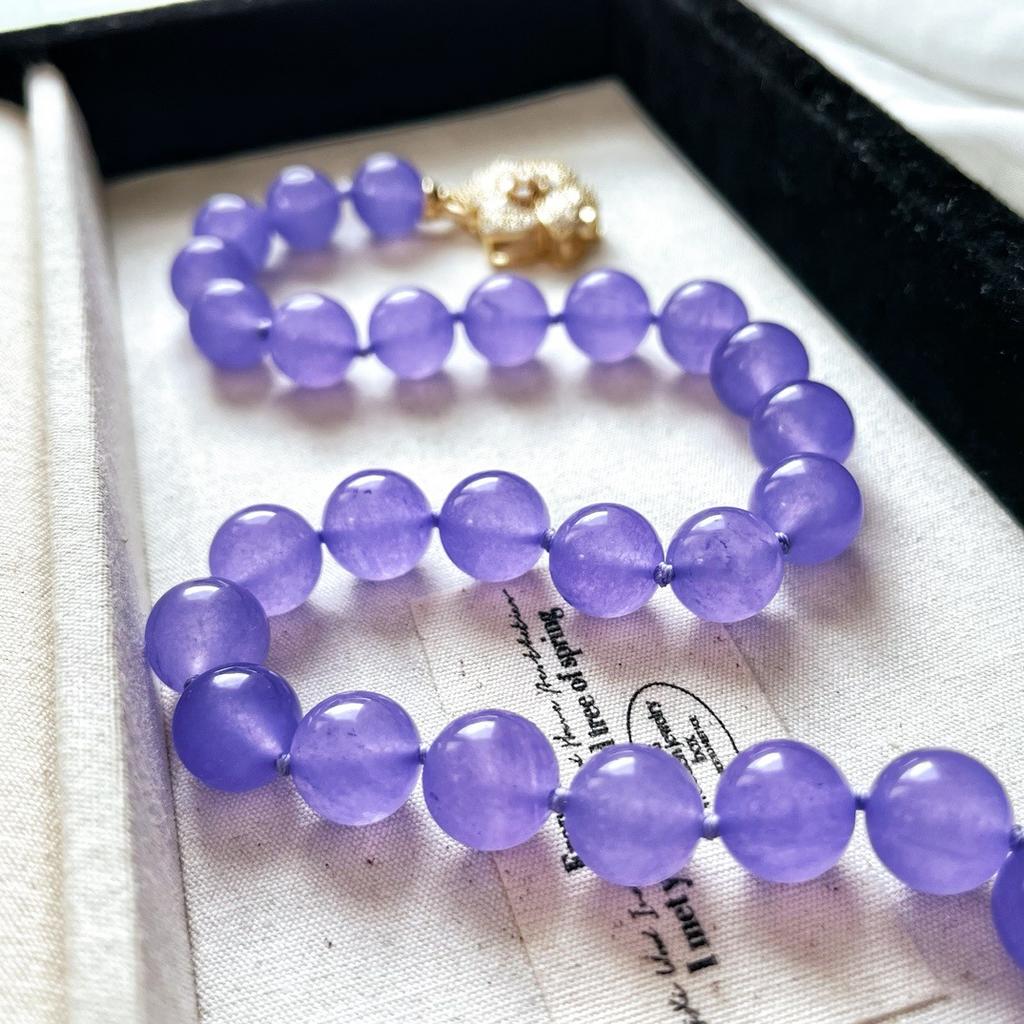 Myanmar Violet Jadeite Natural Quartzite Large Particle Necklace Women'S Retro Multi-Wearing Necklace