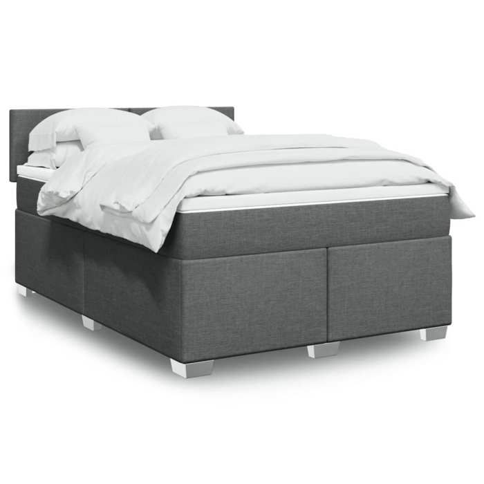 Maison Exclusive - Sommier à lattes de lit avec matelas Gris foncé 140x190cm Tissu
