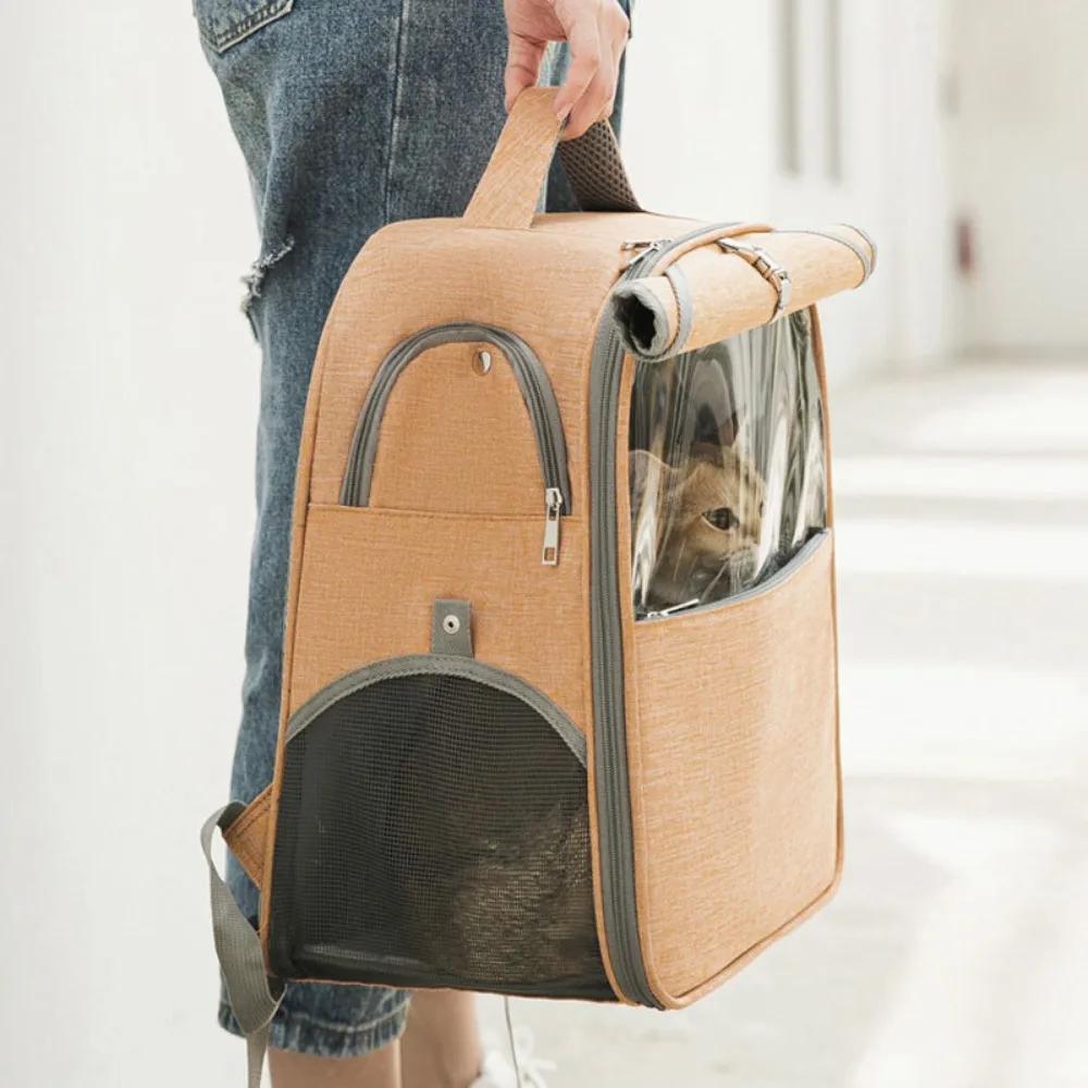 Katzentasche, Schulter zum Ausgehen, tragbarer Haustierrucksack, Schulter atmungsaktiv, seitlich zu öffnen, faltbare Haustiertasche mit großem Raum