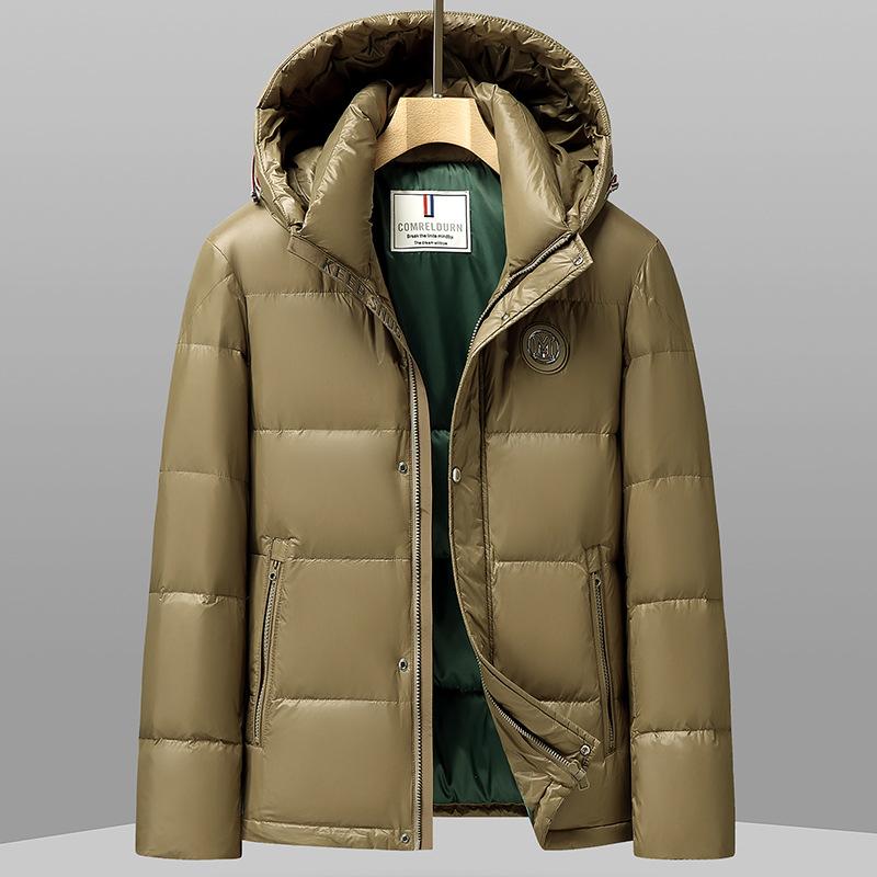 Autumn and Winter Hooded Duck Down Casual Warm Middle-aged and Young People Glossy Thickened Down Trendy Jacket