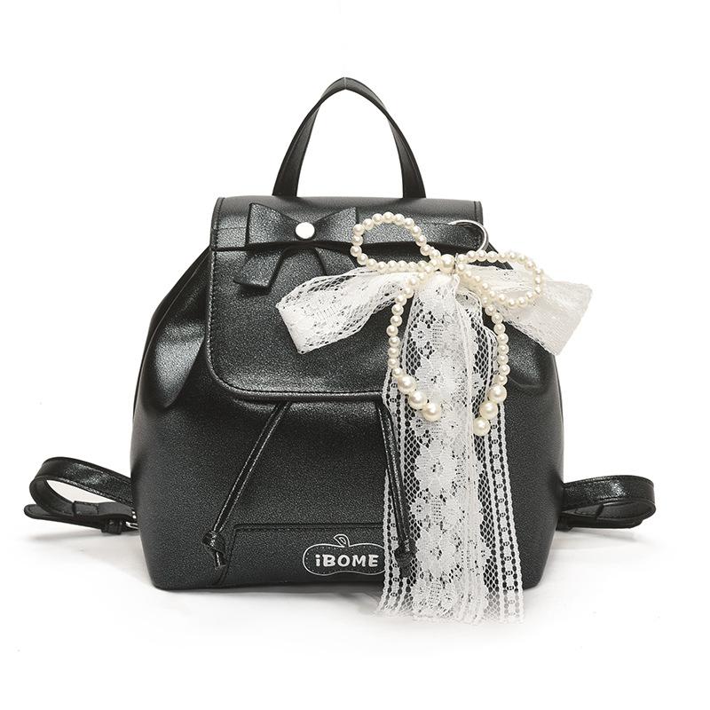 Новый женский маленький рюкзак с бантом Женский рюкзак Корейская версия Модный персонализированный рюкзак для commuters Многоцелевой для путешествий Without accessories