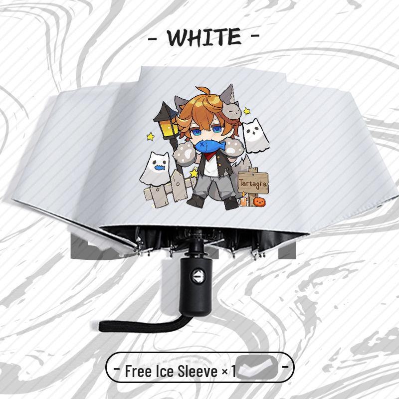 Genshin Impact Automatický skládací deštník s UV ochranou pro žáky základních škol - Odolný proti větru, pro slunečné i deštivé počasí