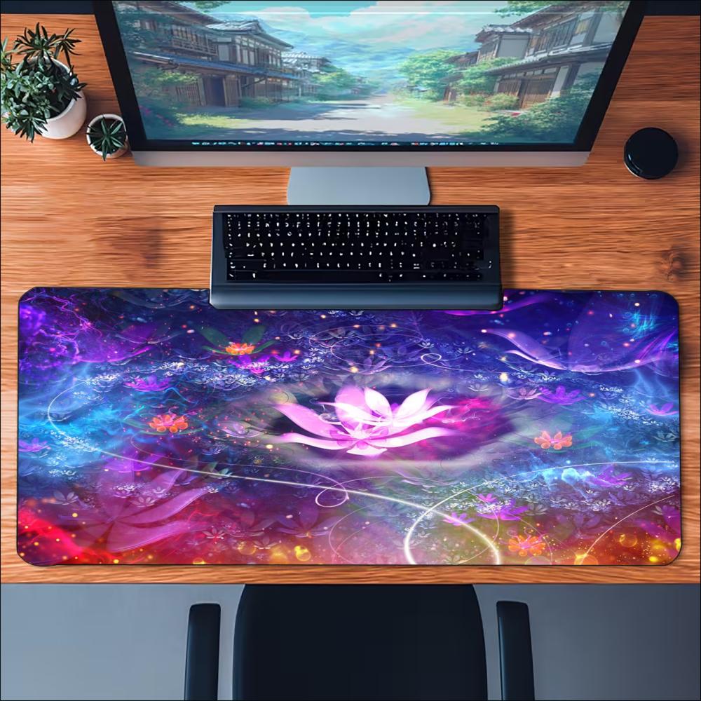 Shimmering Nebula Gaming Mousepad Bright Universe Star Art Deskmat NonSlip Rubber Stitched Edge Pad For Home Pc Gaming Lovers