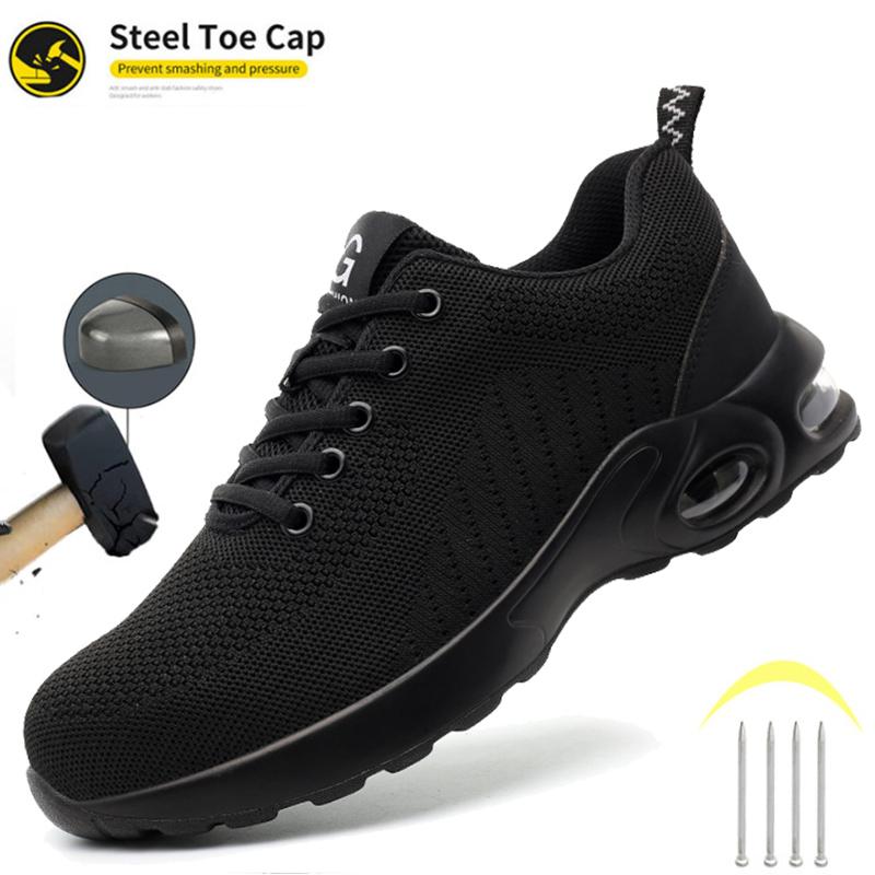 New Men Safety Shoes Anti-smash Anti-puncture Work Shoe Mesh Breathable Lightweight Work Sneakers Indestructible Protective Boot