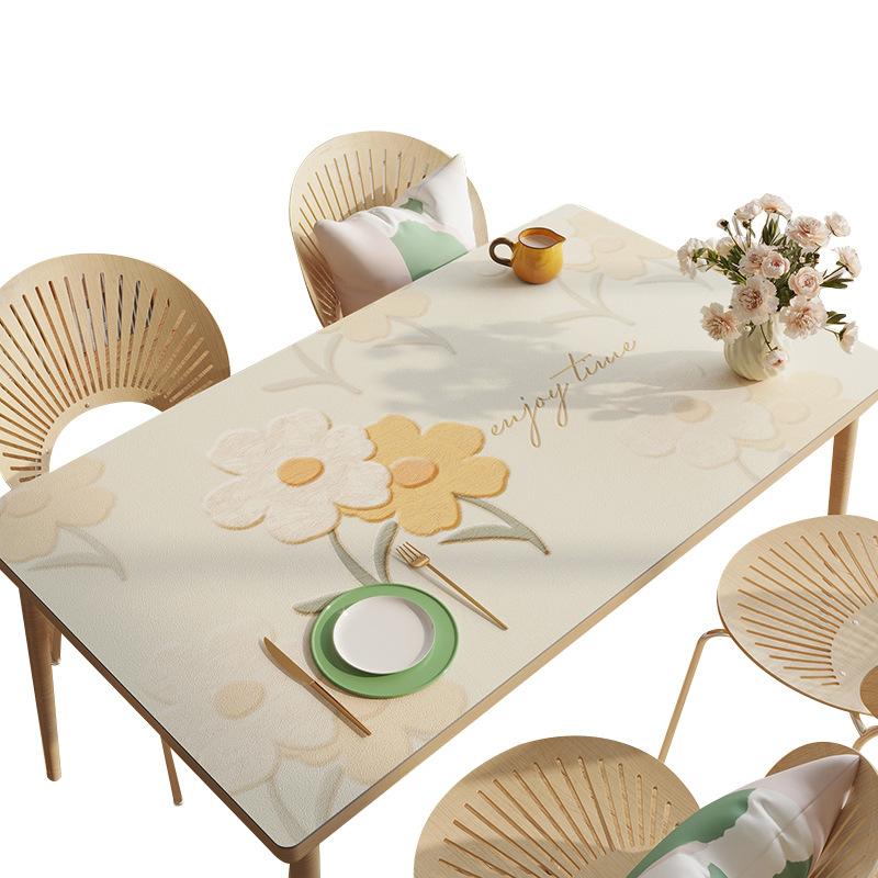 Small Fresh Pvc Waterproof, Oil-Proof And Scalding-Proof Leave-In Table Mat Rectangular Leather Tablecloth Dining Table Coffee Table