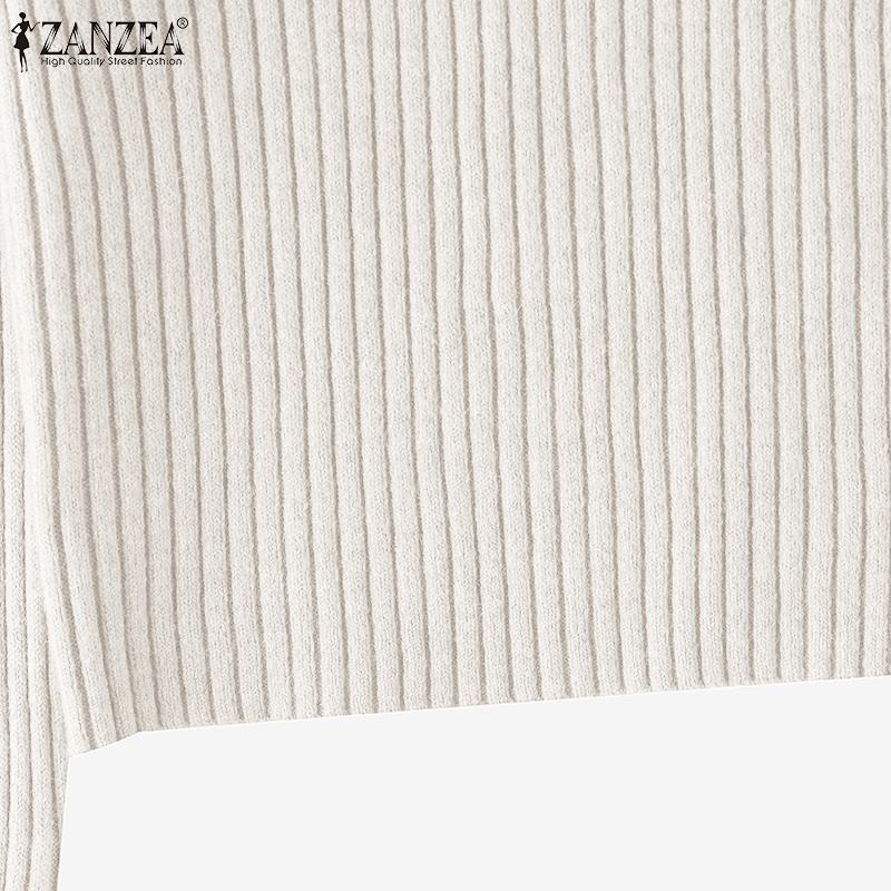 ZANZEA Autumn Winter Women Casual V-Neck Long Sleeve Knitted Sweaters Jumpers
