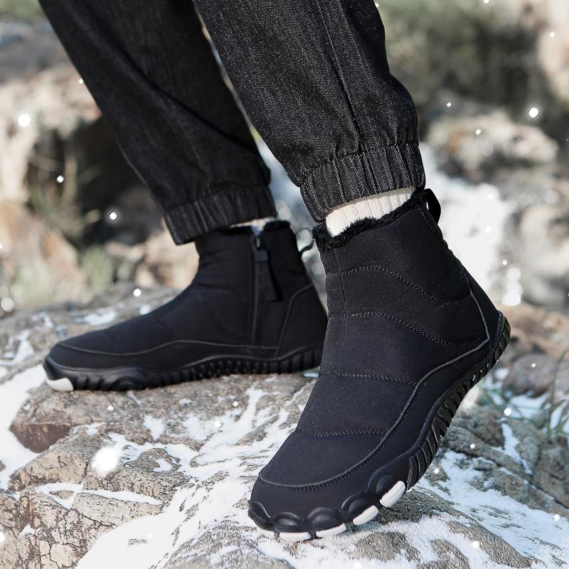 Women's Plush Snow Boots Men's High-top Cotton Shoes Warm Short Boots Non-slip Winter Hiking Shoes
