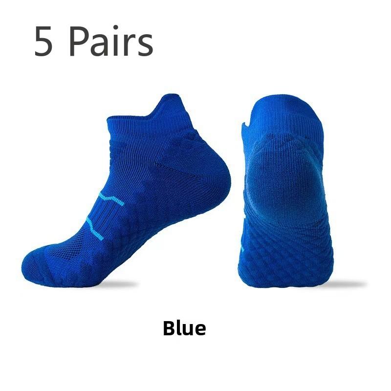 

5 Pairs Men and Women Four Season Massage Bottom Professional Sport Solid Color Boat Socks L небо синє кольору