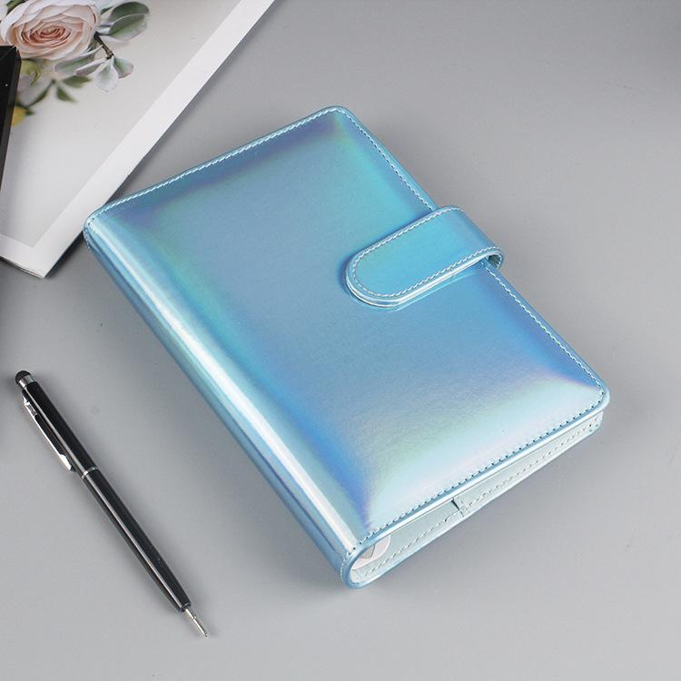 Cute Laser PU Leather DIY Binder Notebook Kawaii Pink Planner Scrapbook Gift Soft Cover Creative School Supplies Journal Diary