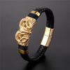 2026 European and American Men's Constellation Leather Bracelet Woven, Fashionable Titanium Steel Leather Rope Bracelet Men