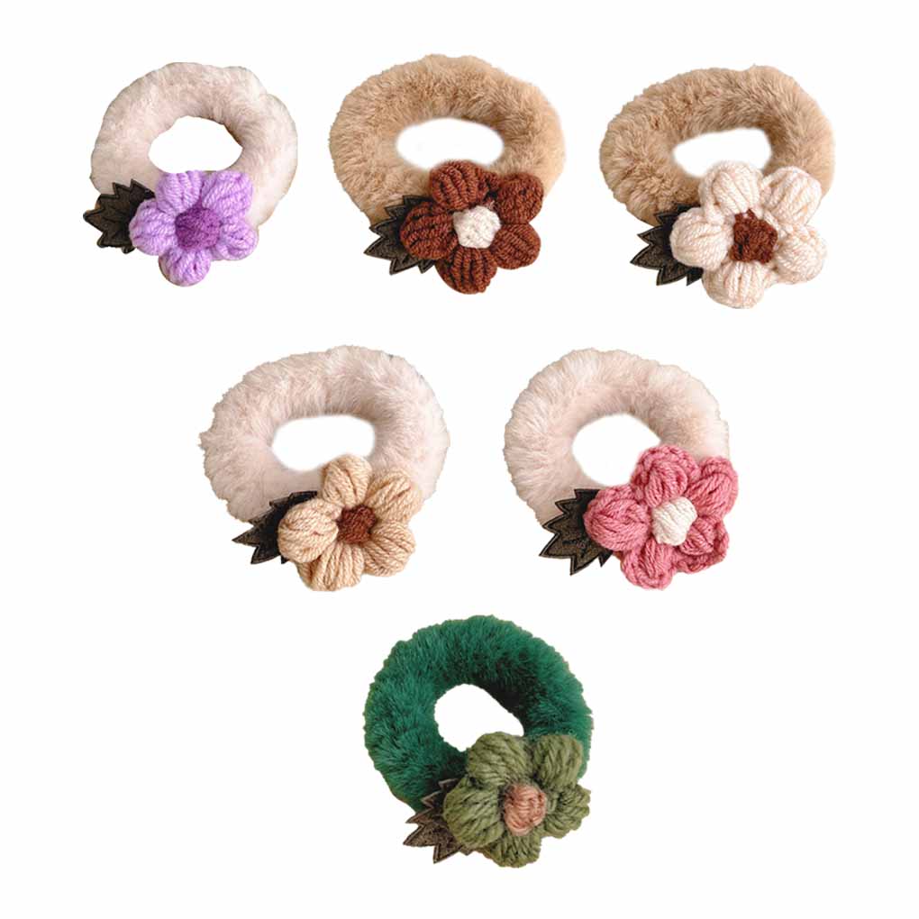 Hair Ties Woolen Flower Styling Plush Elastic Comfortable Hairs Rope Easy Matching Lovely Straight Curly Party Winter