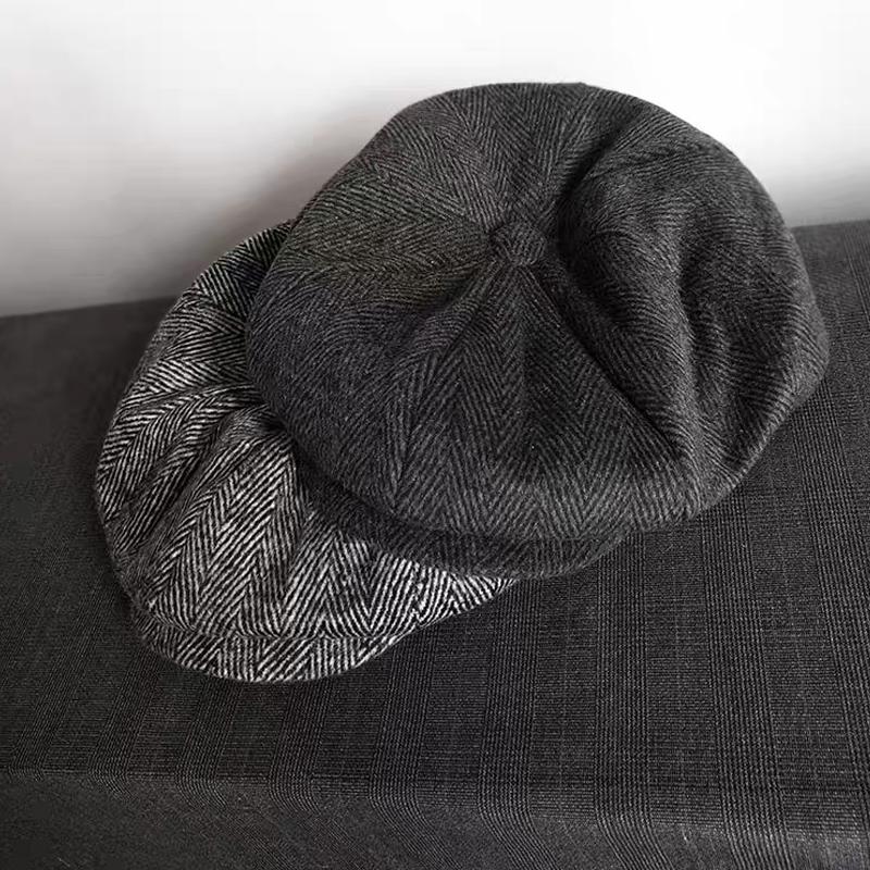 British Retro Big Size Wool Newsboy Caps Men Herringbone Flat Caps Women Man Painters Hat Soft Autumn Winter Hats Octagonal Cap