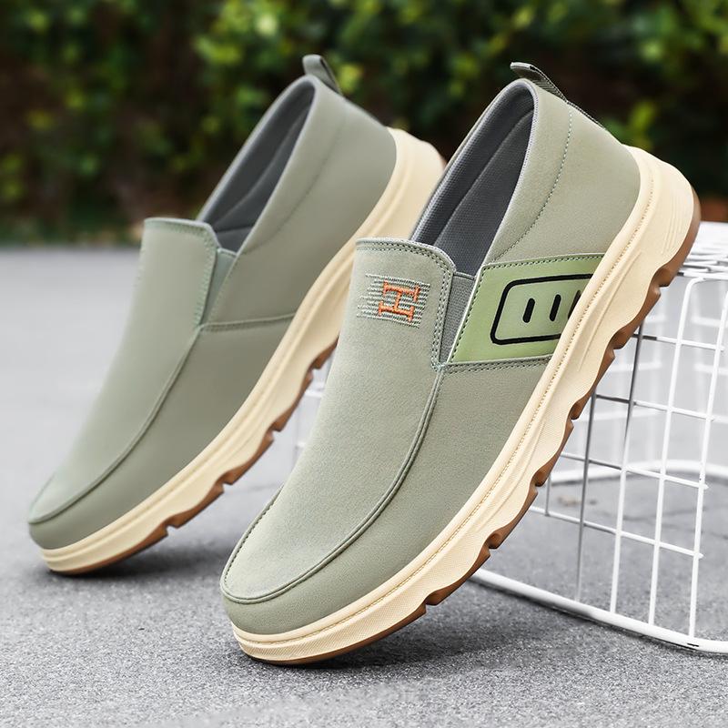 Men's Shoes Casual Shoes Summer New One-pedal Old Beijing Cloth Shoes Men's Solid Color Breathable and Non-smelly Foot Dad Shoes