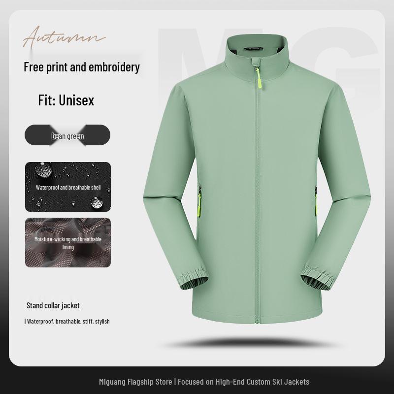 Men's Waterproof Windproof Mountaineering Jacket with Custom Logo Print - Durable Workwear for Companies and Groups