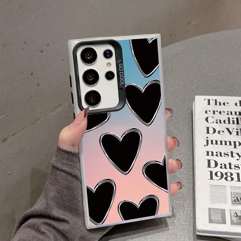 Couple Love Heart Case For iPhone 16 Pro Samsung A55 A35 S24 Xiaomi Redmi Note 13 Pro 14C Huawei Honor 200 Shockproof Phone Bumper Anti-Scratch Cover
