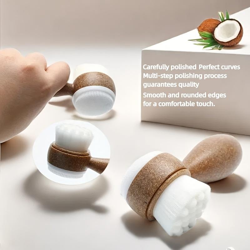 1pc Coconut Fiber Facial Brush - Double-Sided Exfoliating Manual Cleansing Brush, Soft Hair Deep Cleansing Face Washing Brush, Massage Skin Care Tool