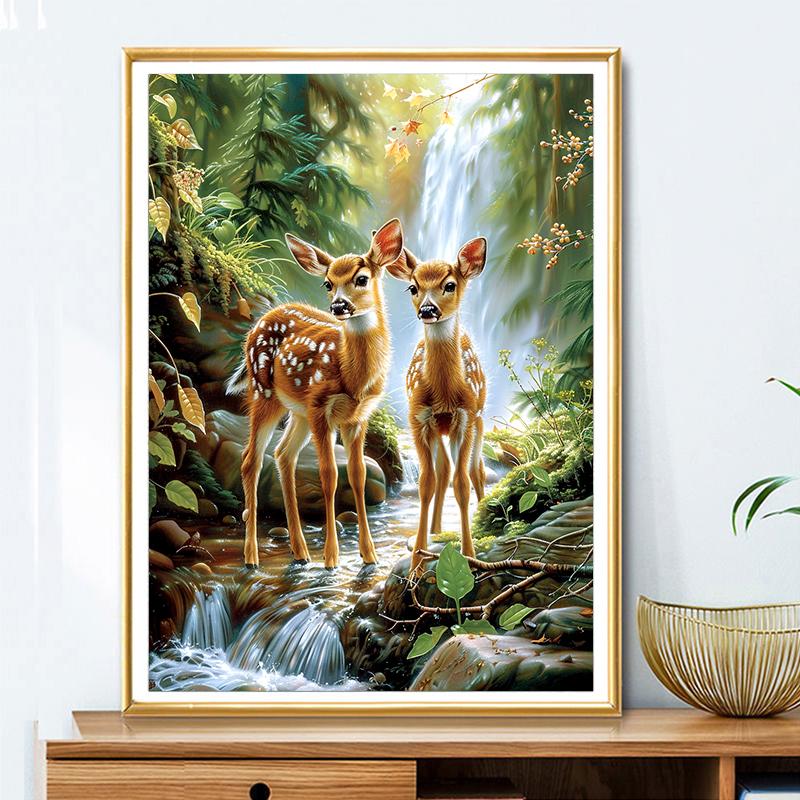 5d DIY Diamond Painting Cross Stitch Cute Little Deer Diamond Embroidery Animal Mosaic Full Round Drill Home Decor