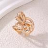 Vintage Metal Butterfly Hollow Open Rings for Women New Trendy Gold copper Color Multilayer Wide Lines Adjustable Rings Zircon